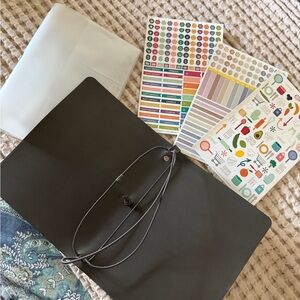 Erin Condren Black Planner Folder with Colorful Sticker Sheets